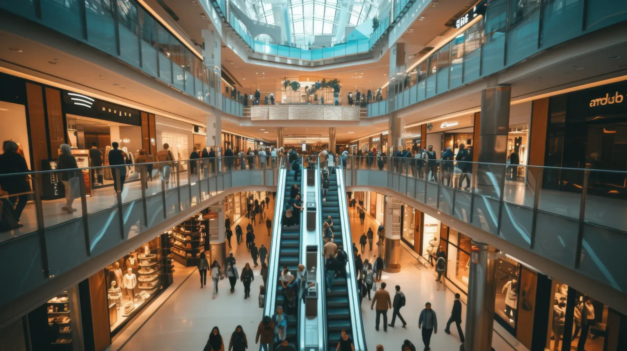 A Shopwalk kiosk in a mall concourse