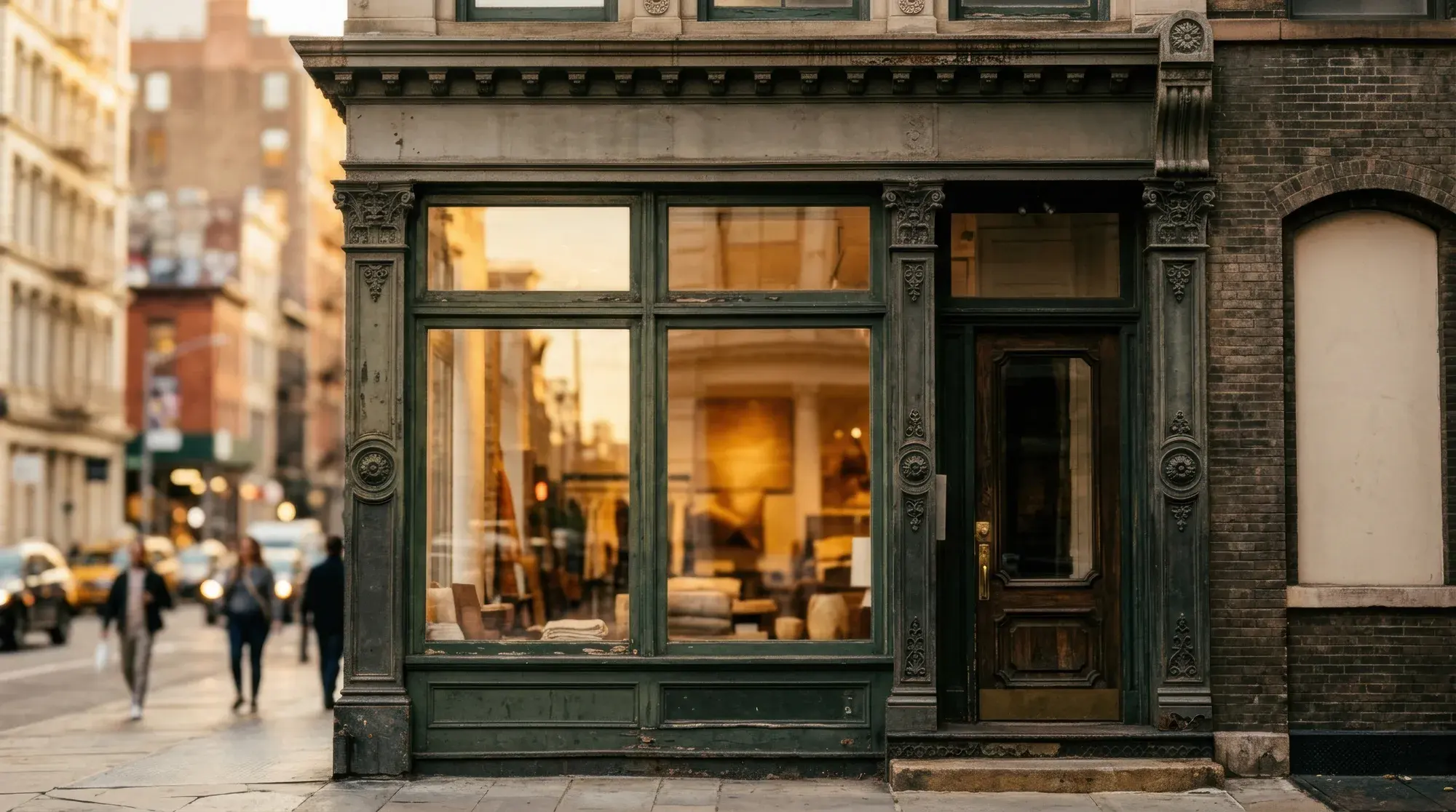 An upscale boutique storefront on a city street